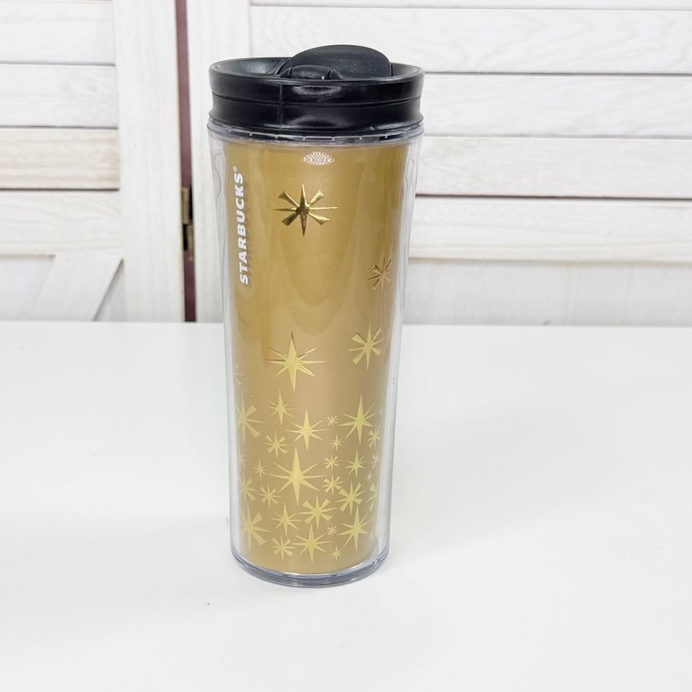 Starbucks Holiday 2011 Retro Snowflake Stars Acrylic Travel Tumbler 12oz